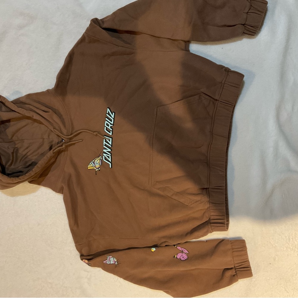 Santa Cruz Skateboards Brown Casual cropped Hoodie size large butterfly